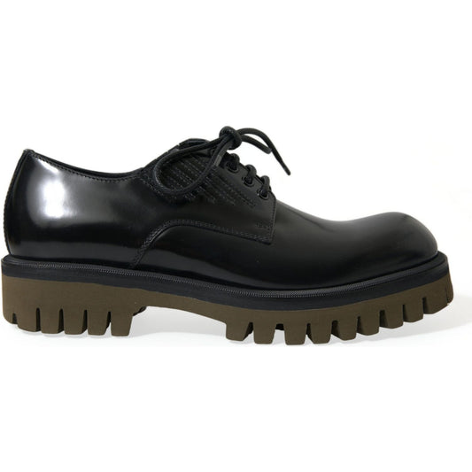 Dolce & Gabbana Elegant Black Leather Derby Dress Shoes Dolce & Gabbana Dark Slate Gray