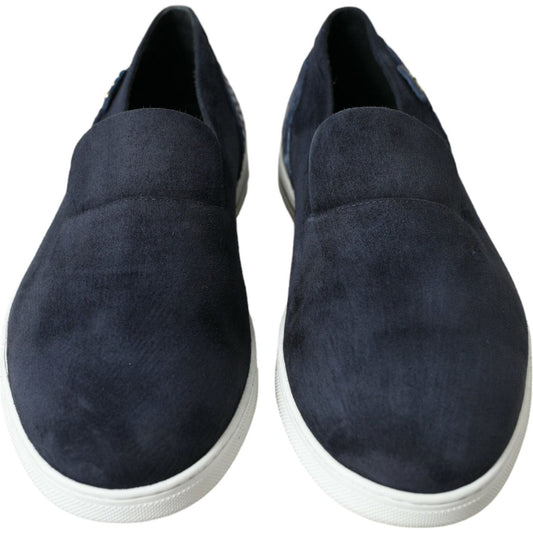 Dolce & Gabbana Elegant Blue Suede Leather Loafers Dolce & Gabbana Dark Slate Gray
