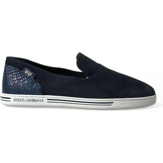 Dolce & Gabbana Elegant Blue Suede Leather Loafers Dolce & Gabbana Light Gray