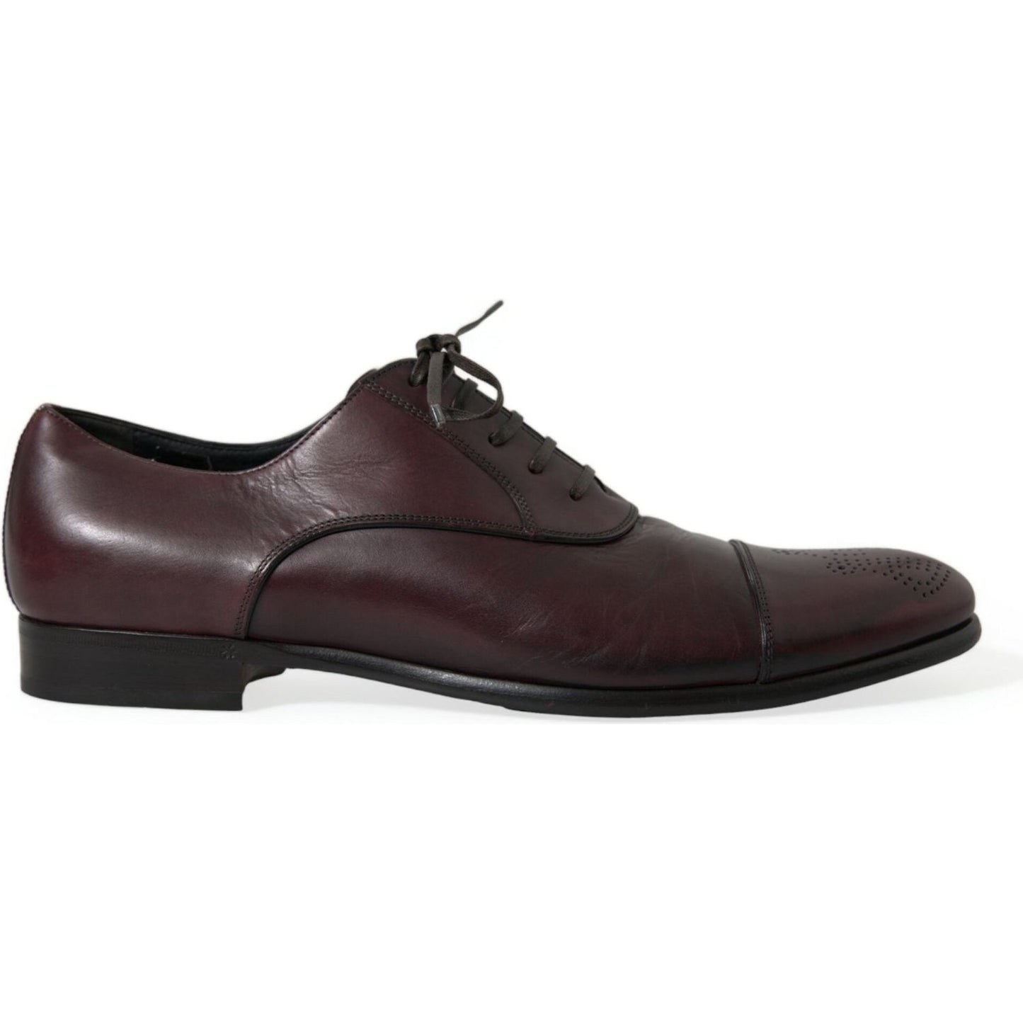 Dolce & Gabbana Bordeaux Leather Men Formal Derby Dress Shoes