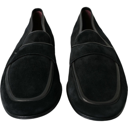 Dolce & Gabbana Elegant Velvet Black Loafers for Men Dolce & Gabbana Black