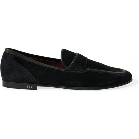 Dolce & Gabbana Elegant Velvet Black Loafers for Men Dolce & Gabbana Black