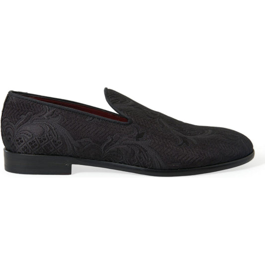 Dolce & Gabbana Elegant Black Brocade Dress Loafers Dolce & Gabbana Dark Slate Gray