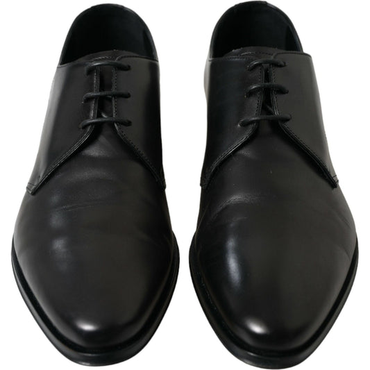 Dolce & Gabbana Elegant Black Leather Derby Dress Shoes Dolce & Gabbana Black