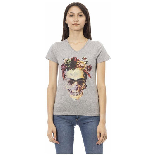 Trussardi Action Gray Cotton Women T-Shirt Trussardi Action Dark Gray