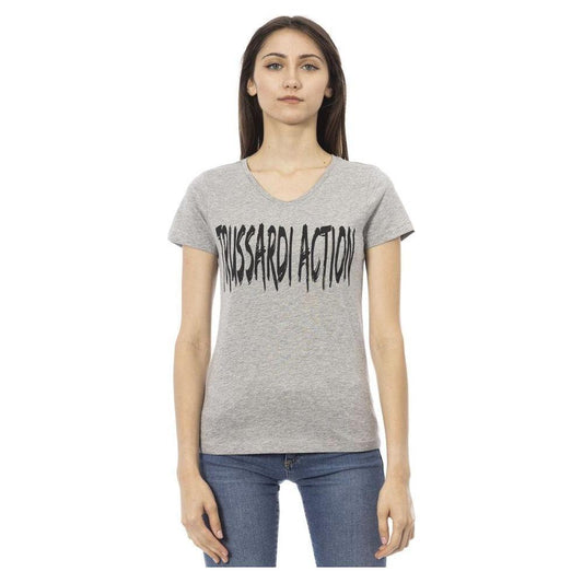 Trussardi Action Gray Cotton Women T-Shirt Trussardi Action Gray