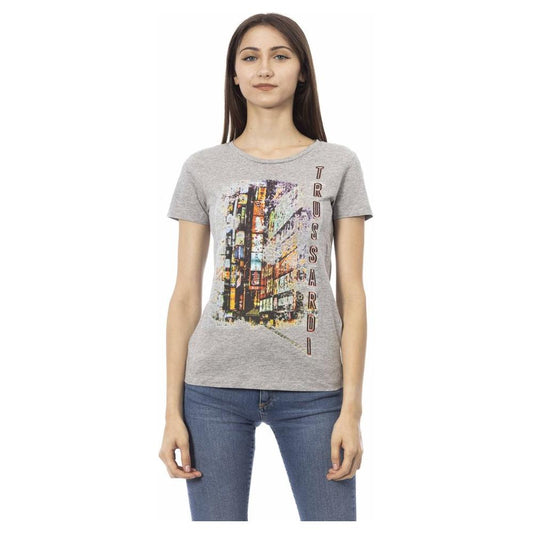 Trussardi Action Gray Cotton Women T-Shirt Trussardi Action Dark Gray