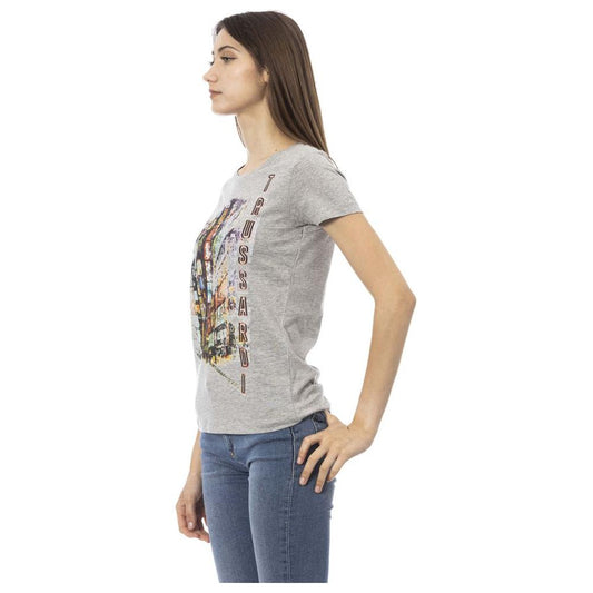 Trussardi Action Gray Cotton Women T-Shirt Trussardi Action Dark Gray