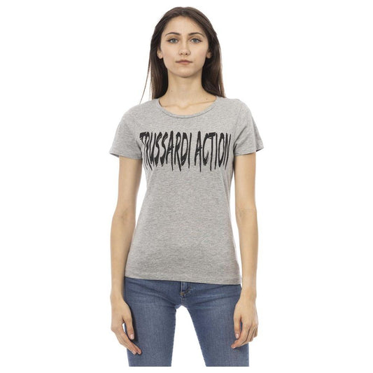 Trussardi Action Gray Cotton Women T-Shirt Trussardi Action Dark Gray