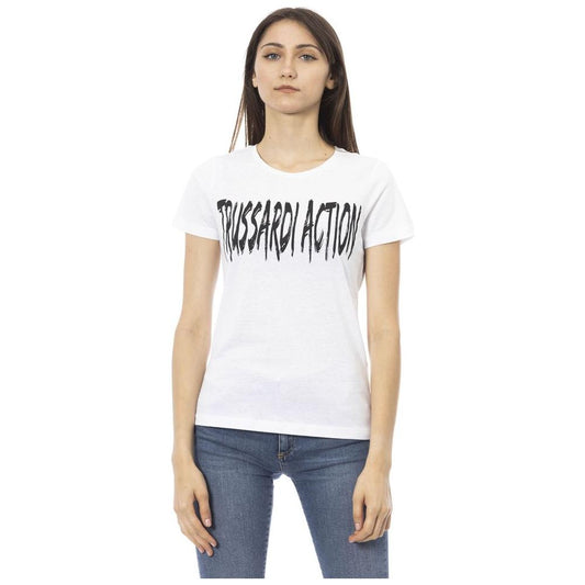 Trussardi Action White Cotton Women T-Shirt Trussardi Action Antique White