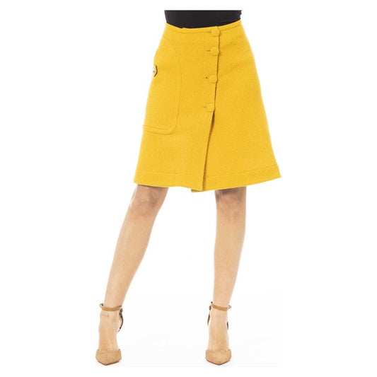 Jacob Cohen Yellow Wool Women Skirt Jacob Cohen Sandy Brown
