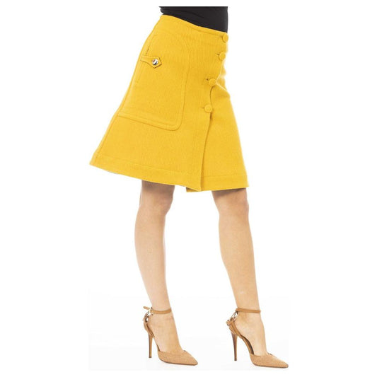 Jacob Cohen Yellow Wool Women Skirt Jacob Cohen Sandy Brown