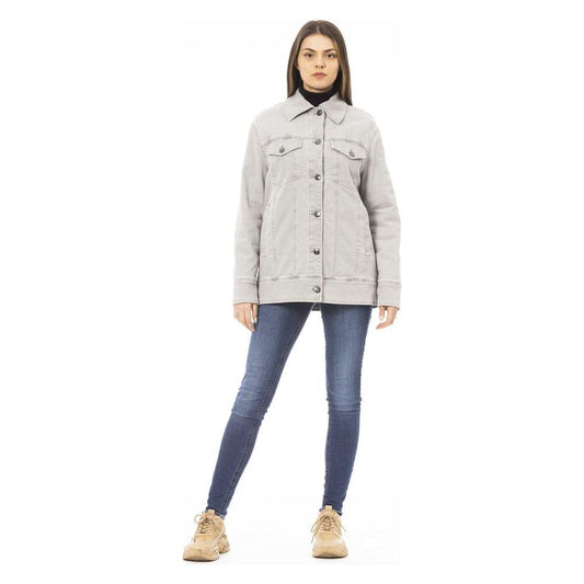 Jacob Cohen Gray Cotton Women Jacket Jacob Cohen Light Gray