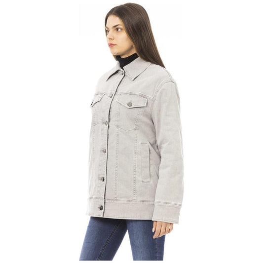 Jacob Cohen Gray Cotton Women Jacket Jacob Cohen Light Gray