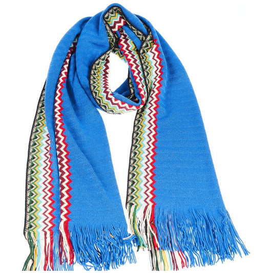 Missoni Blue Wool Men Scarf Missoni Steel Blue