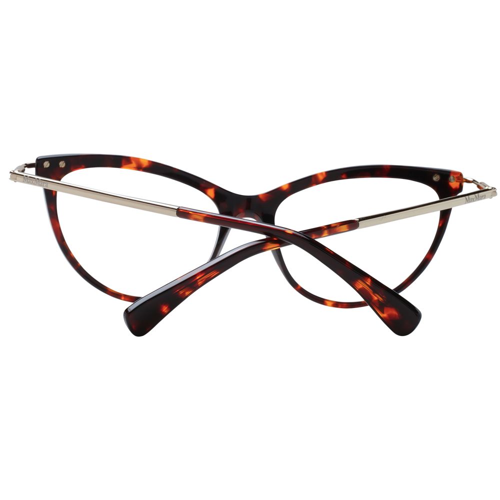 Max Mara Brown Women Glasses Frame in plastic cat eye design with full-rim, size 53-16-135, includes branded case.