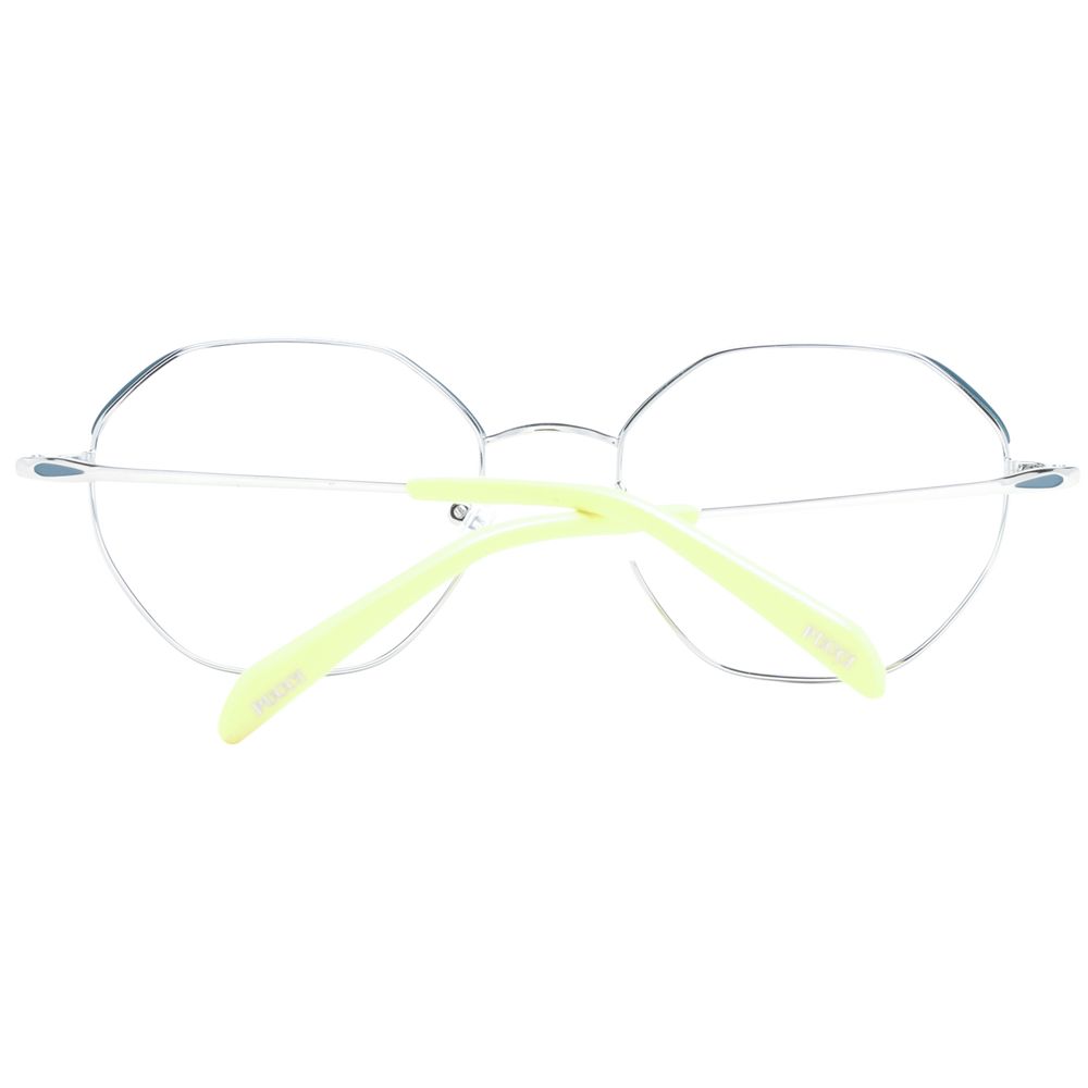 Emilio Pucci Gray Women Glasses Frame, full-rim metal frame, round style, demo lenses, includes branded case