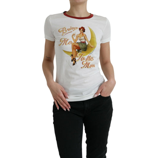 Dolce & Gabbana Elegant White Cotton Crew Neck Tee Dolce & Gabbana Gray