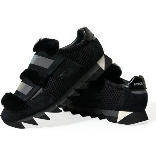 Dolce & Gabbana Elegant Fur-Embellished Suede Sneakers Dolce & Gabbana Lavender