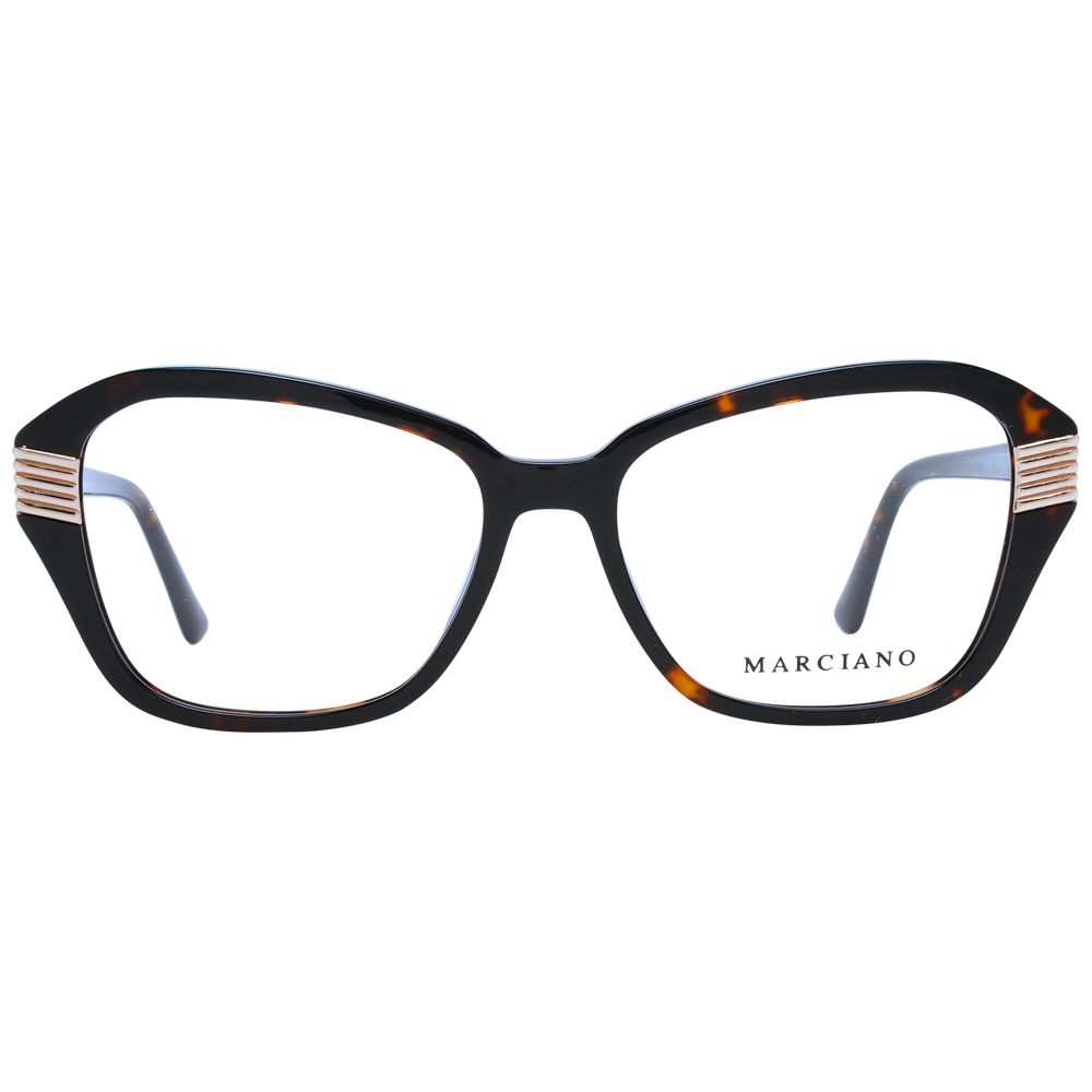 Marciano by Guess Brown Women Glasses Frame, full-rim rectangle style with spring hinge and demo lenses, includes branded case.