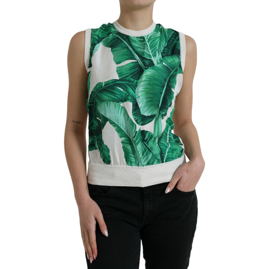 Dolce & Gabbana Silk Banana Leaf Print Tank Top Dolce & Gabbana Dark Slate Gray