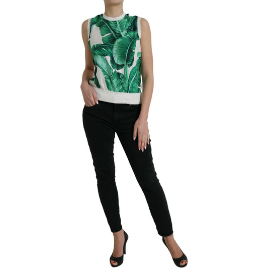 Dolce & Gabbana Silk Banana Leaf Print Tank Top Dolce & Gabbana Dark Slate Gray