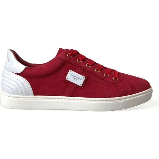 Dolce & Gabbana Elegant Red & White Leather Sneakers Dolce & Gabbana Brown