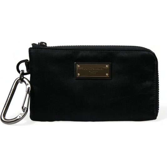 Dolce & Gabbana Elite Black Nylon & Leather Pouch with Logo Detail Dolce & Gabbana Black