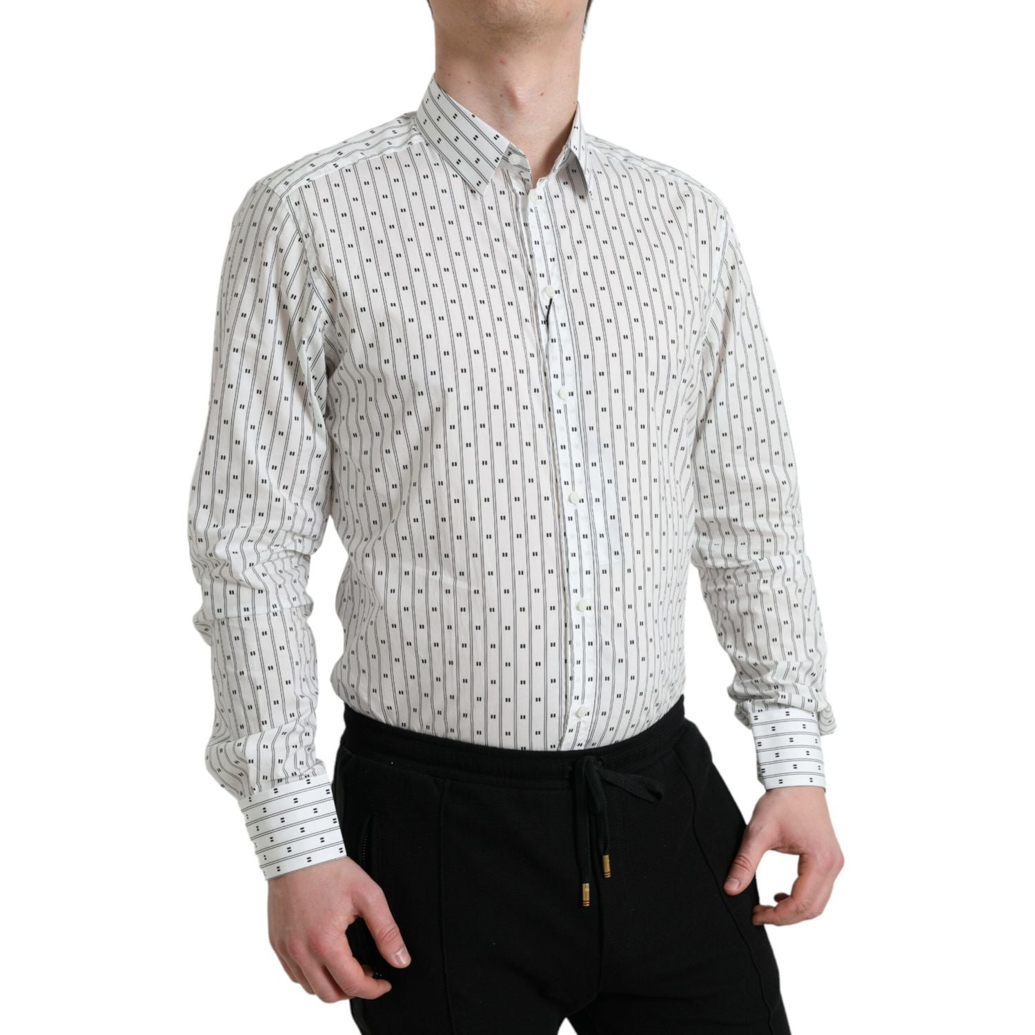 قميص دولتشي آند غابانا الأنيق المصنوع من القطن باللون الأبيض بقصّة Slim Fit