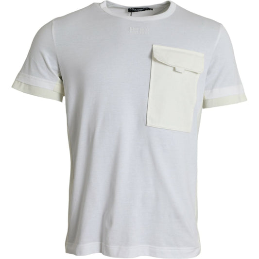 Dolce & Gabbana White Cotton Pocket Short Sleeves T-shirt TSH85133-48
