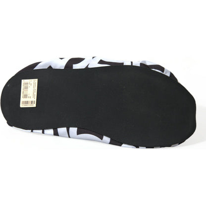 Dolce & Gabbana White Logo Print Nylon Slip On Flats Shoes Dolce & Gabbana