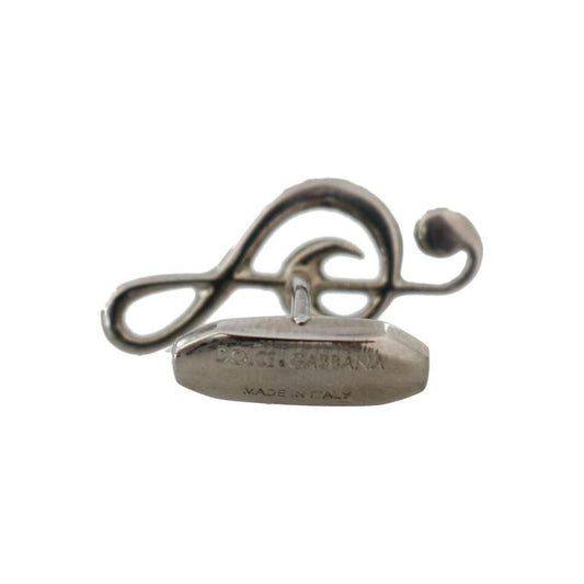 Dolce & Gabbana Elegant Silver Tremble Clef Cufflinks Cufflinks Dolce & Gabbana Dim Gray