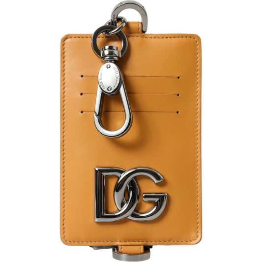 Dolce & Gabbana Elegant Orange Calf Leather Card Holder Dolce & Gabbana Chocolate