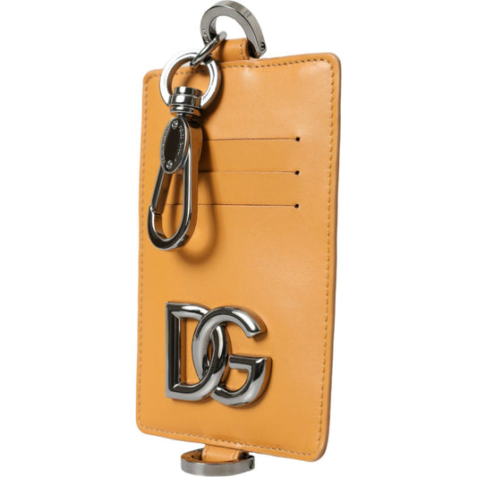Dolce & Gabbana Elegant Orange Calf Leather Card Holder Dolce & Gabbana Sandy Brown