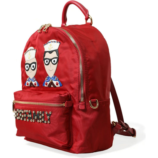 Dolce & Gabbana Embellished Red Backpack with Gold Detailing Dolce & Gabbana Brown