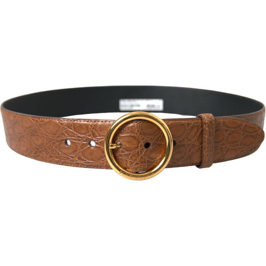 Dolce & Gabbana Elegant Exotic Leather Belt - Rich Brown Dolce & Gabbana Dark Olive Green