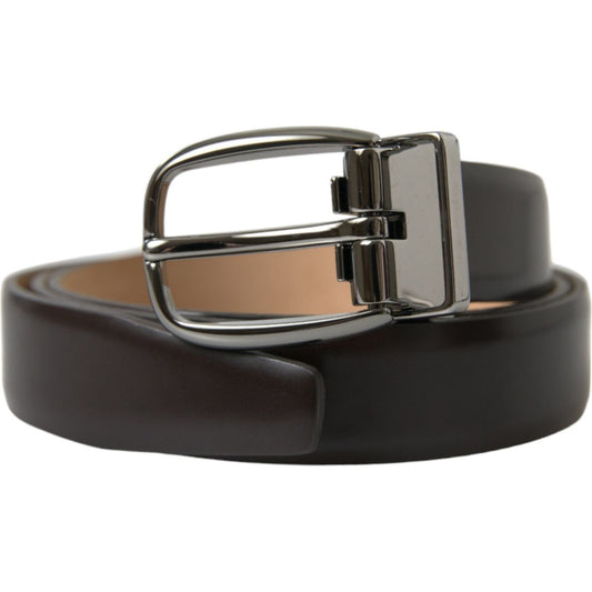 Dolce & Gabbana Elegant Dark Brown Calf Leather Belt Dolce & Gabbana Dark Slate Gray