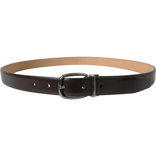 Dolce & Gabbana Elegant Dark Brown Calf Leather Belt Dolce & Gabbana Tan