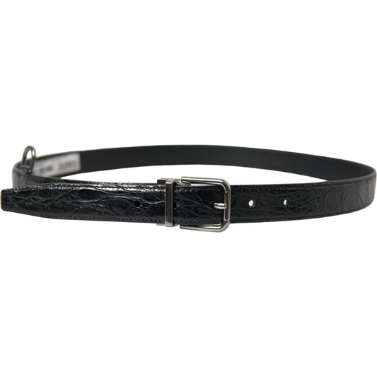 Dolce & Gabbana Elegant Black Leather Belt with Metal Buckle Dolce & Gabbana Dark Slate Gray