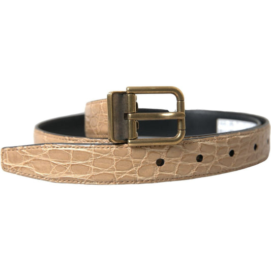 Dolce & Gabbana Elegant Beige Leather Belt Dolce & Gabbana Rosy Brown