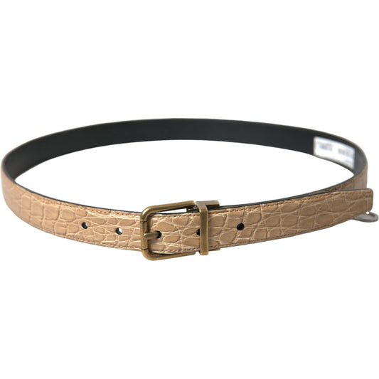 Dolce & Gabbana Elegant Beige Leather Belt Dolce & Gabbana Dim Gray