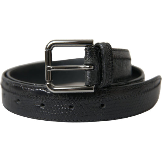 Dolce & Gabbana Elegant Black Leather Belt with Metal Buckle Dolce & Gabbana Dark Slate Gray