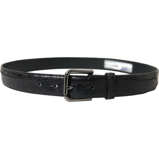 Dolce & Gabbana Elegant Black Leather Belt with Metal Buckle Dolce & Gabbana Dark Slate Gray