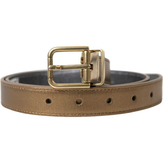 Dolce & Gabbana Metallic Gold Leather Belt - Timeless Elegance Dolce & Gabbana Dim Gray