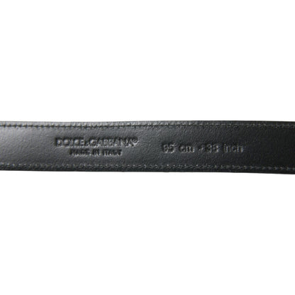 Dolce & Gabbana Black Leather Silver Metal Buckle Belt