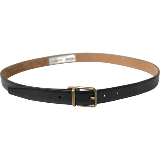 Dolce & Gabbana Elegant Black Calf Leather Belt Dolce & Gabbana Tan