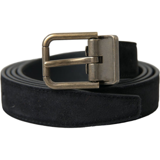 Dolce & Gabbana Elegant Suede Calf Leather Belt Dolce & Gabbana Black