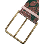 Dolce & Gabbana Multicolor Floral Jacquard Lurex Gold Buckle Belt
