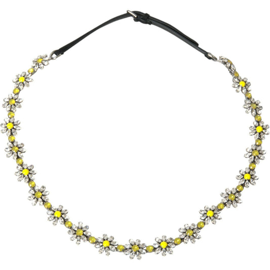 Dolce & Gabbana Elegant Crystal-Embellished Leather Belt Dolce & Gabbana Light Gray