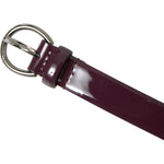 Dolce & Gabbana Maroon Leather Silver Metal Buckle Belt